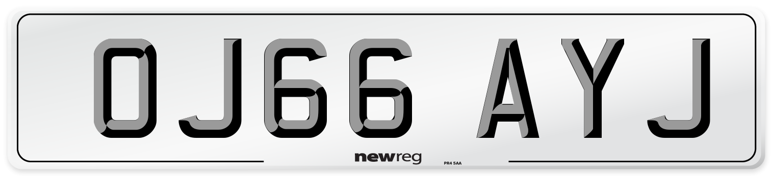 OJ66 AYJ Number Plate from New Reg